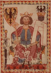 Rey Enrique, ilustración del Códice Manesse, una colección de canciones de amor cortés, probablemente de Zúrich, c.1300-20