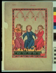 Músicos, del Códice Manasse, una colección de canciones de amor cortés, c.1300-20