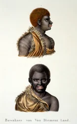Nativos de la Tierra de Van Diemen, es decir, Tasmania, del Estudio etnológico de varios tipos raciales de varios continentes, por C.I. Brodtmann, 1824