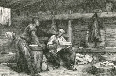 Escena en una cabaña de fabricación de queso