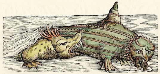 Criaturas marinas, ilustración de "Historiae Animalium" de Conrad Gesner