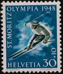 Sello conmemorativo de los Juegos Olímpicos de Invierno de 1948