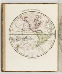 Mapa del hemisferio occidental, ilustración de 