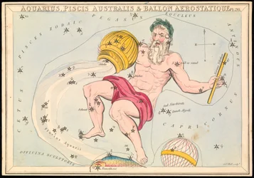 Aquarius, Piscis Australis y Ballon Aerostatique, c.1825 (cartulina, papel, tejido)