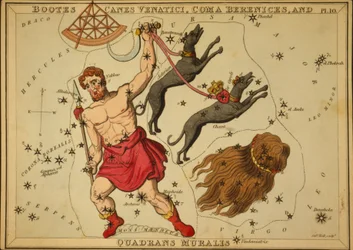 Bootes Canes Venatici, Coma Berenices y Quadrans Muralis, Ilustración de 