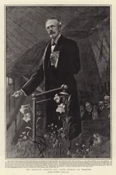 El Sr. Balfour dando su primer discurso como Primer Ministro