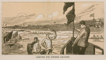 Reminiscencias de una Carrera de Botes de Oxford y Cambridge: Izando los colores ganadores