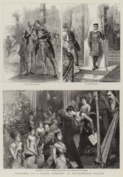 Bocetos en un concierto estatal en el Palacio de Buckingham