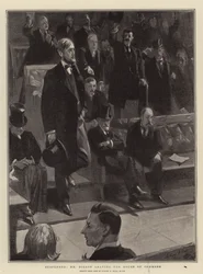 Suspendido, el Sr. Dillon saliendo de la Cámara de los Comunes