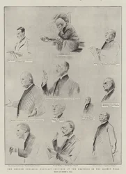 El Congreso de la Iglesia, bocetos de retratos en las reuniones en el Albert Hall