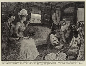El Tour del Duque de Cornualles, un Boceto en el Vagón Real en el Ferrocarril de Colombo a Kandy