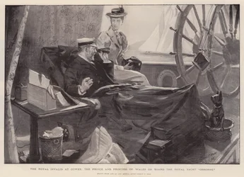 El inválido real en Cowes, el Príncipe y la Princesa de Gales a bordo del yate real Osborne