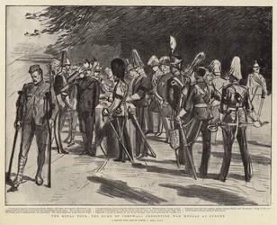 El tour real, el duque de Cornualles presentando medallas de guerra en Sídney