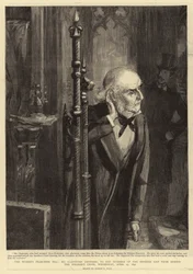El Proyecto de Ley de Franquicia de las Mujeres, el Sr. Gladstone escuchando los Números de la Lista de División desde detrás de la Silla del Presidente, Miércoles, 27 de abril de 1892