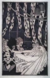 Erotismo: Giacomo Casanova (1725-1798) levanta las sábanas para contemplar a su amante desnuda, principios del siglo XX (grabado)
