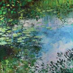 lirios en el río