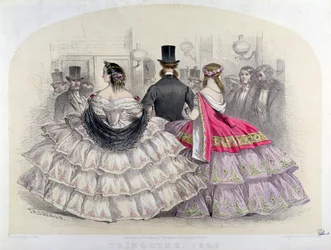 Damas con crinolinas en la Royal Italian Opera, Covent Garden, 1859