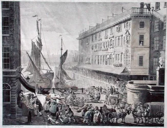 Mercado de Billingsgate, grabado por J. Bluck
