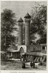 La mezquita de Elisabethpol (o Gandja, o Kirovabad, Azerbaiyán) (grabado)