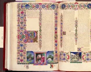 Epístola de San Pablo a los Romanos, ilustración de doble folio de 