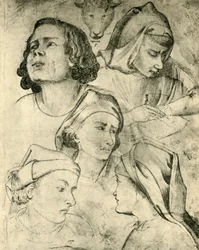Estudios de cabezas, c. 1320-1366, 1943