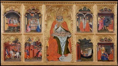 San Gimignano tronant (San Geminiano de Módena, 312-397) Témpera sobre madera de Taddeo di Bartolo (1362-1422)