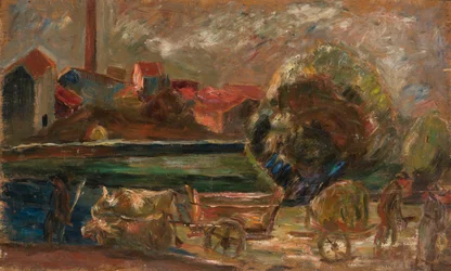 Paisaje con chimenea de fábrica