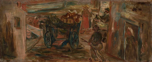 Escena de género con un carro
