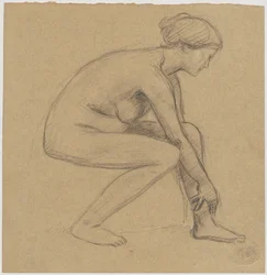 Estudio de desnudo de una mujer sentada
