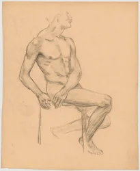 Estudio de desnudo masculino sentado