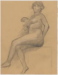 Estudio de un desnudo de una mujer sentada