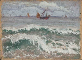 El mar embravecido con barcas