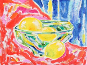 Naturaleza muerta con limones de vivos colores