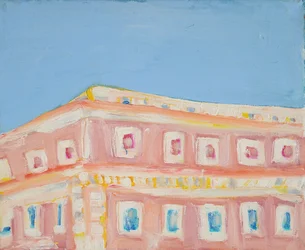 Edificio de color rosa intenso