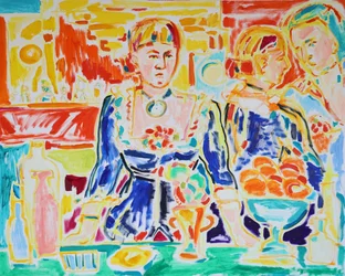 Mujeres llenas de vida en la mesa