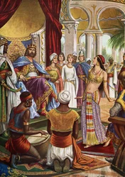 Cultura árabe-normanda: "El esplendor de la corte real de Roger II de Hauteville (Ruggero Altavilla) (1097-1154), fundador de la monarquía de Sicilia" (cultura normando-árabe-bizantina (cultura normando-siciliana): La corte real de Roger II de sí mismo que