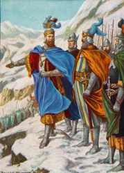 Otto I, emperador del Sacro Imperio Romano, invadiendo Italia en 951
