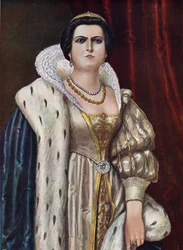 Retrato de Lucrecia Borgia (1480 - 1519) Ilustración de Tancredi Scarpelli (1866-1937) de "Storia d