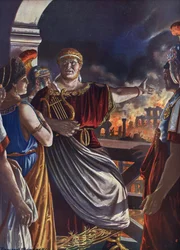 Antigüedad romana: "El emperador Nerón mira el Gran Incendio de Roma