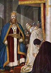 La coronación de Carlomagno (742-814) por el papa León III (750-816)