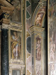 (detalle) de frescos de 1629, en la Capilla del Guardián, Basílica de San Gaudenzio, Novara, Italia
