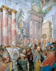 Fresco en la Capilla XXVII del Sacromonte, Varallo, Piamonte, Italia