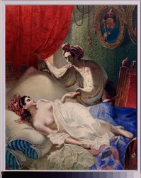 Ilustración del poema "Poltava" de Alexander Pushkin (1799-1837). Obra de Taras Grigoryevich Shevchenko (1814-1861), acuarela, tinta y oro sobre papel