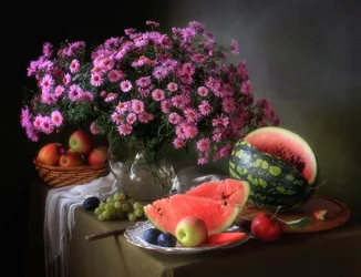 Flores y frutos del aster