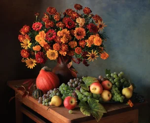 Naturaleza muerta de la cosecha de otoño