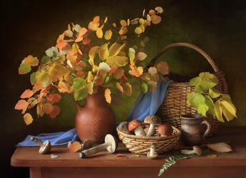 Recolección de setas en otoño