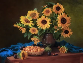 Girasoles y ciruelas de otoño