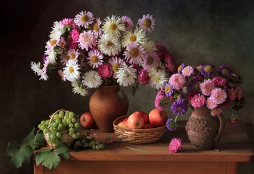 Ásteres de colores y frutas