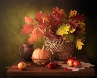 Naturaleza muerta rústica de otoño