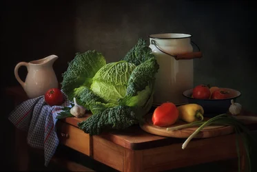 La abundancia de una cocina rústica